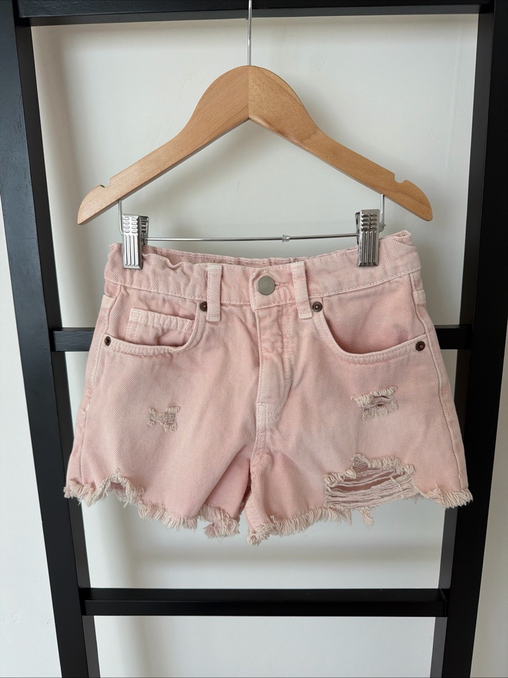 Zara Pink Distressed Denim Kids Shorts